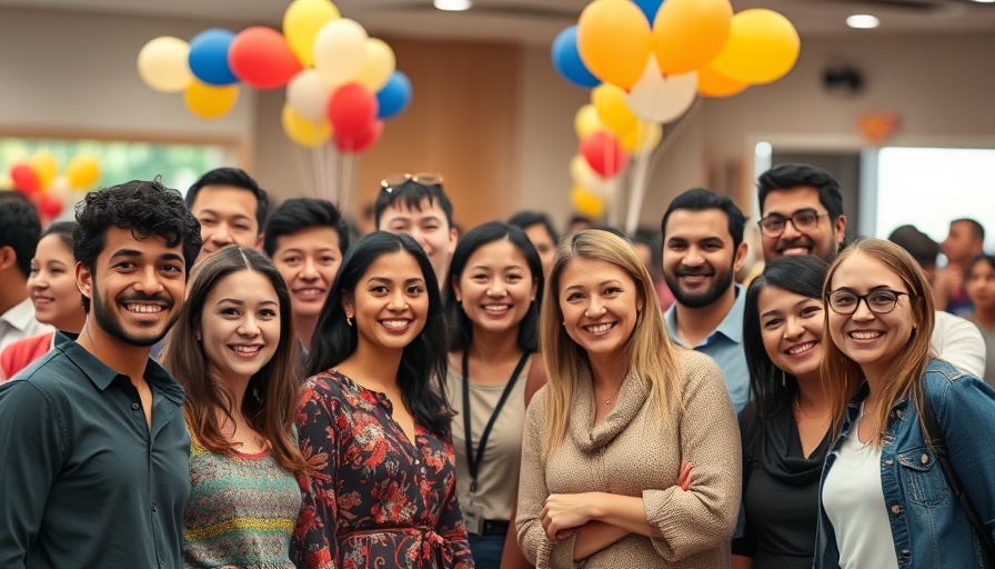 Diverse group at Pathways to Opportunity campaign in Central Texas event, smiling together.