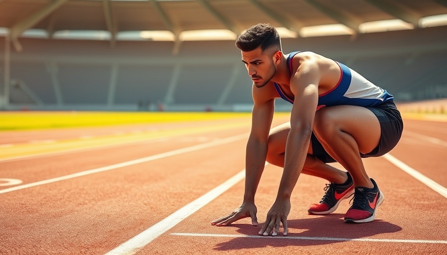 Man practicing quadrobics fitness trend at track in vibrant retro gear.