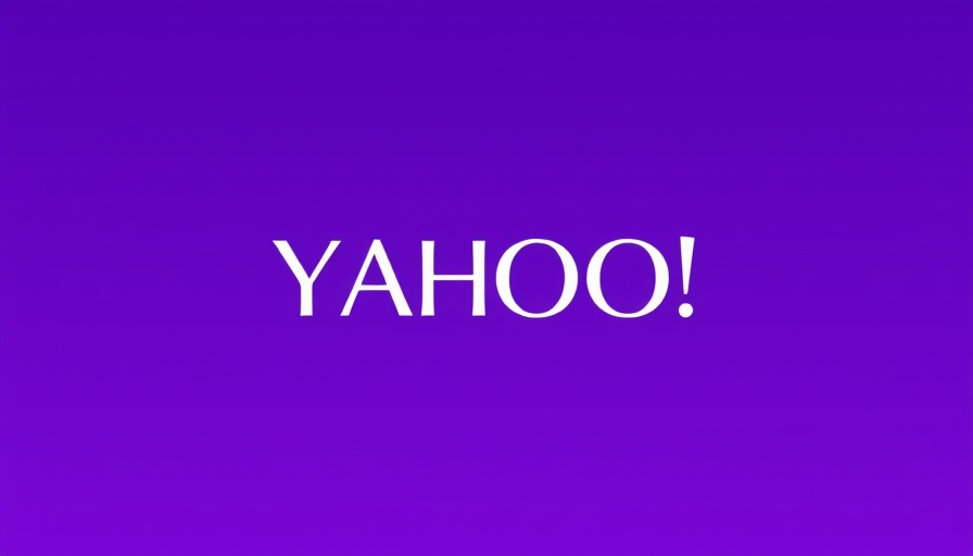 Yahoo logo on purple background, minimalistic design.
