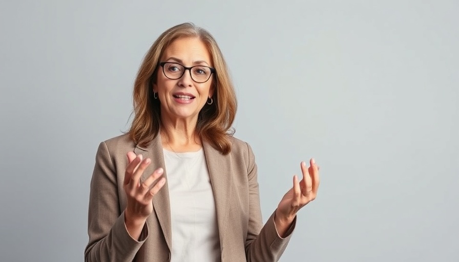 Confident woman shares digital overload management tips in studio setting.