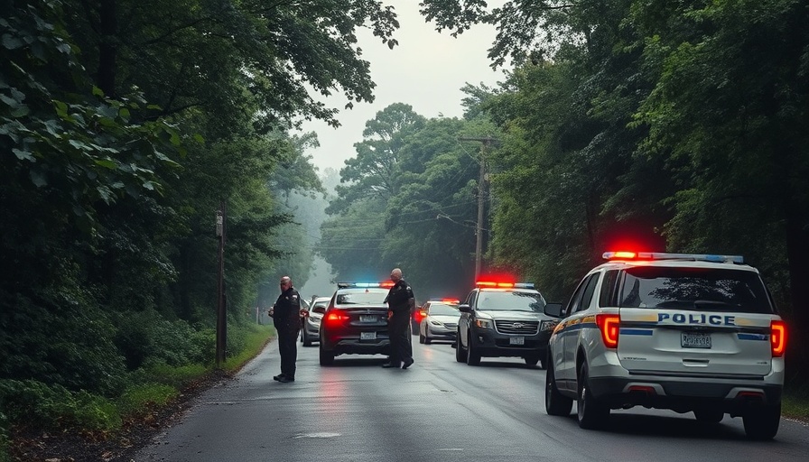 Tense scene of escaped New Orleans inmate capture with police vehicles in a wooded area.