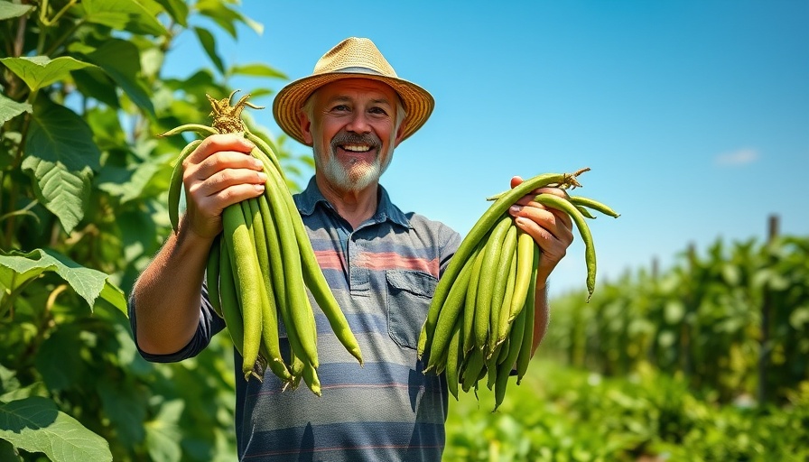 Smiling farmer showcasing harvest at farm-to-table competition.
