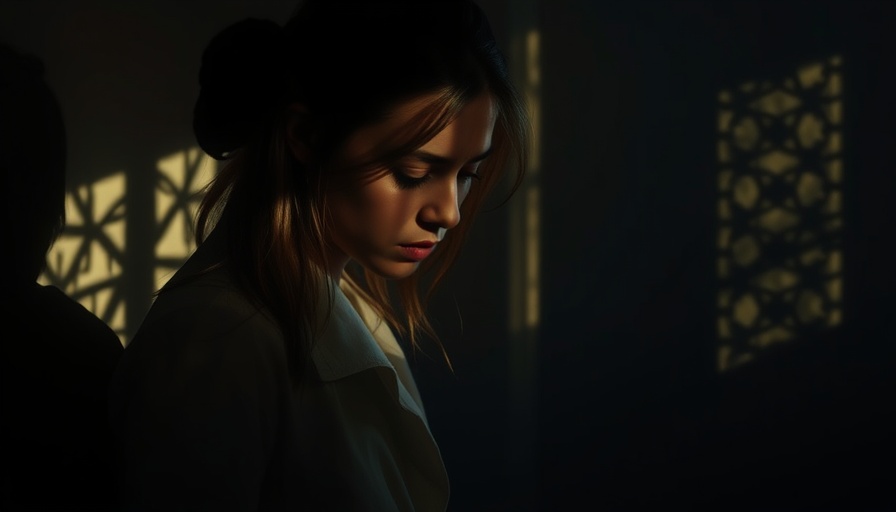 Contemplative woman in shadows symbolizing silent endometriosis.