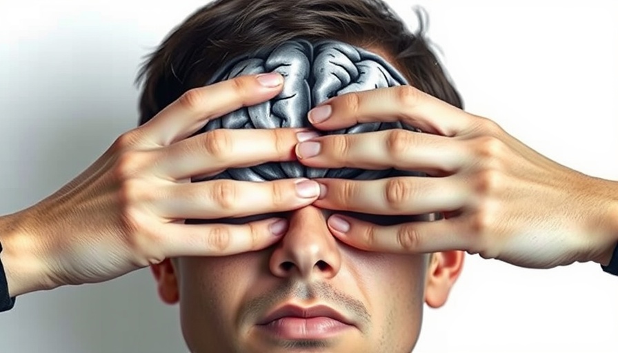 Abstract representation of high-functioning depression with person covering eyes.