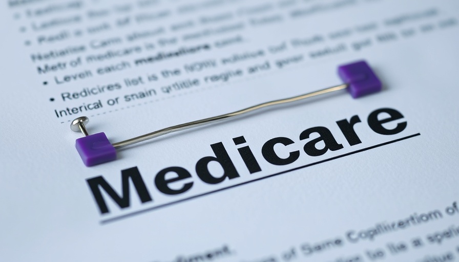 Close-up of Medicare document with purple paperclip.