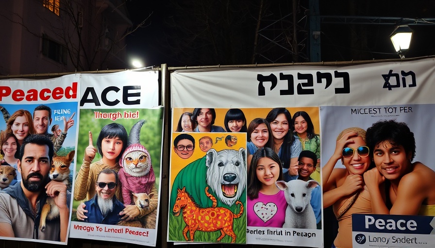 Posters for Israel Hamas ceasefire calling for peace.