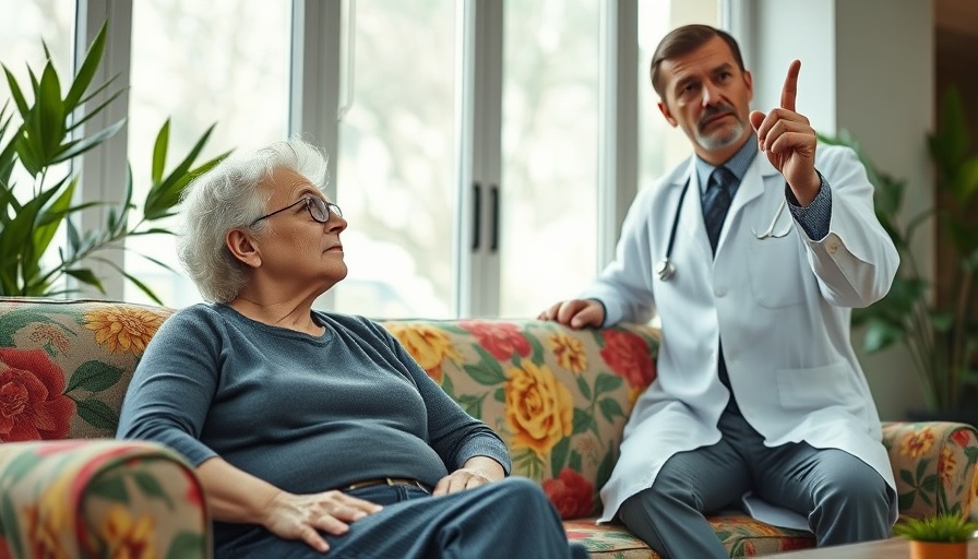 Elderly woman and doctor discussing healthy aging tips indoors.