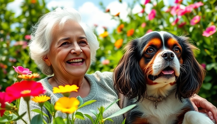 Health and wellness benefits of pet ownership: woman with dog in garden