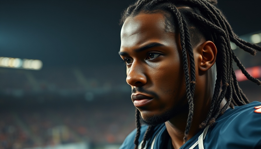 NFL news graphic featuring focused player questioning leadership.