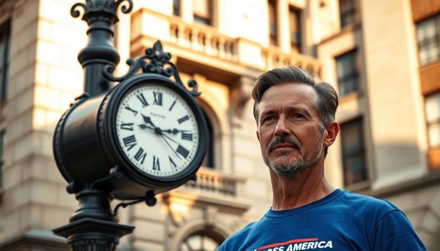 Lancaster Central Market vintage clock and man in blue shirt.