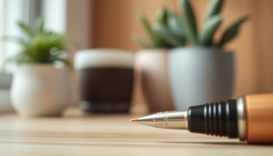 Pen cap focus with blurred indoor plants, San Antonio cultural events.