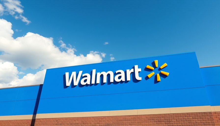 Shop at Walmart sign against clear sky.