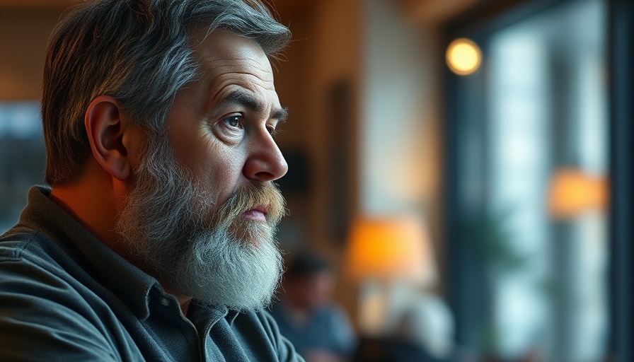 Middle-aged man and woman in conversation, indoor setting