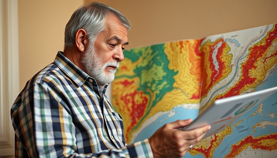 Man analyzing Texas flood response maps in investigation committees.