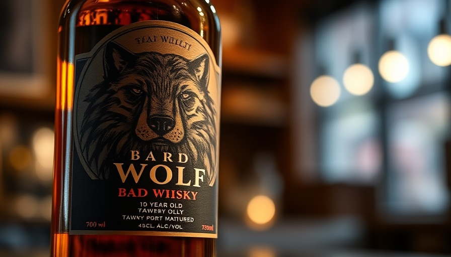 Penderyn Bad Wolf whisky release close-up bottle label.
