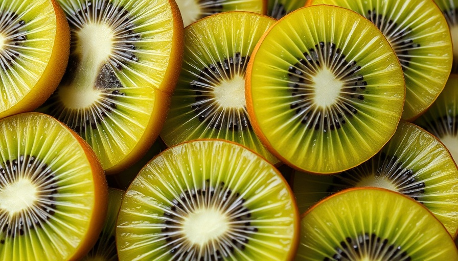 Vibrant sliced kiwi fruit close-up for natural health tips for constipation.
