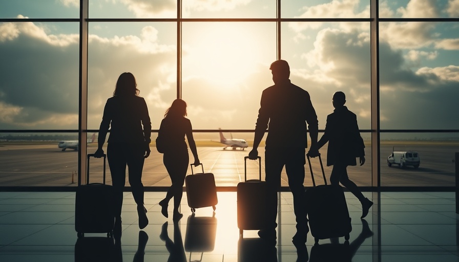 Travelers in airport terminal amid U.S. aviation system shutdown.