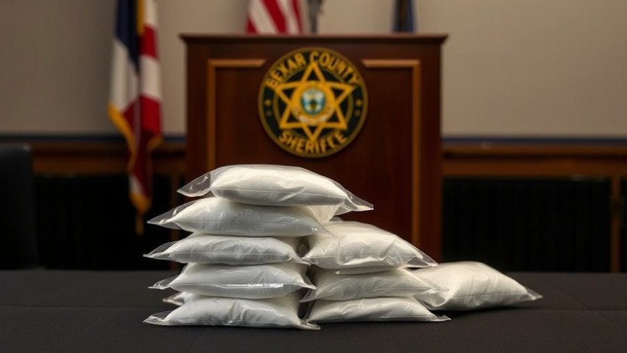 Bags of fentanyl displayed during a San Antonio crisis briefing.