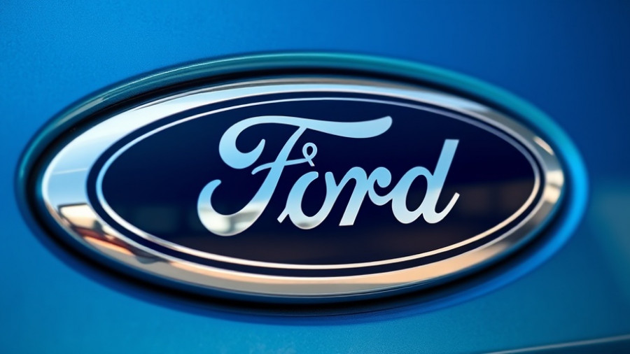 Close-up of Ford logo; Ford recalls vehicles fire hazard.