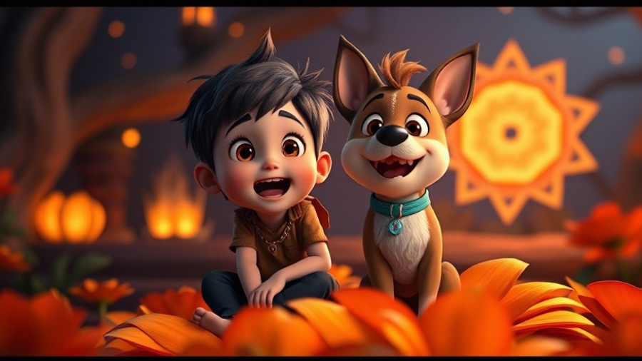 Coco screening in San Antonio cemetery features animated boy and dog.