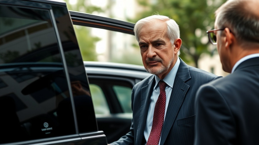 Older man exiting vehicle meeting another individual, Espionage Act context.