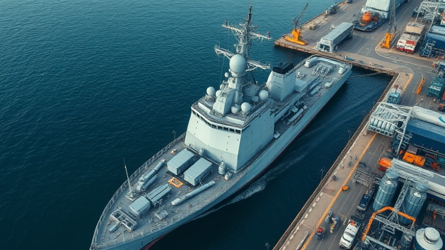 US military naval vessel at port, ready for drug smuggling strike.