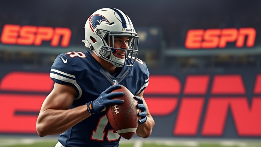 NFL news: Football player on ESPN background with bold text.