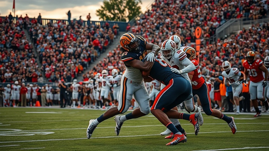 Missouri Tigers at Auburn Tigers intense football tackle highlight.