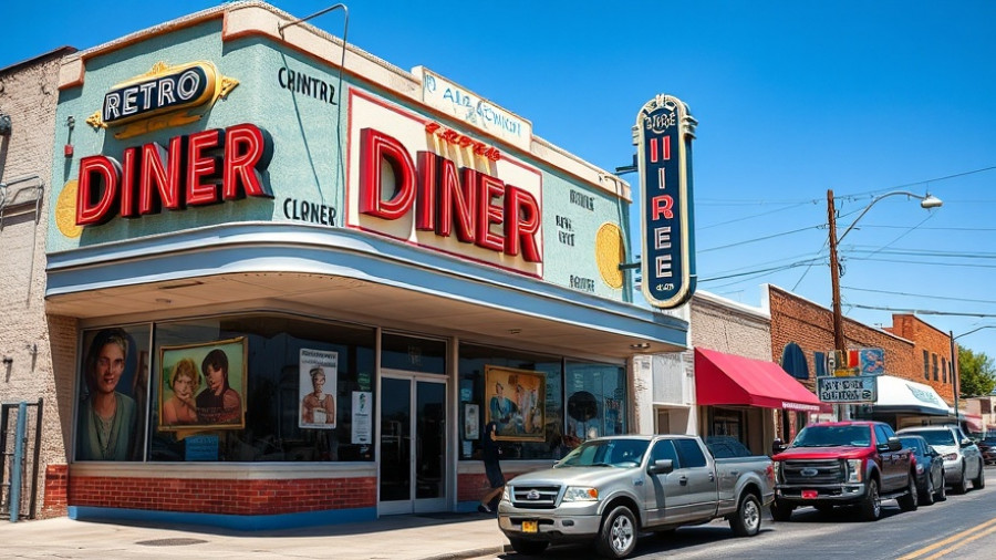 Retro diner in San Antonio with neon sign and colorful facade reflecting local business scene.