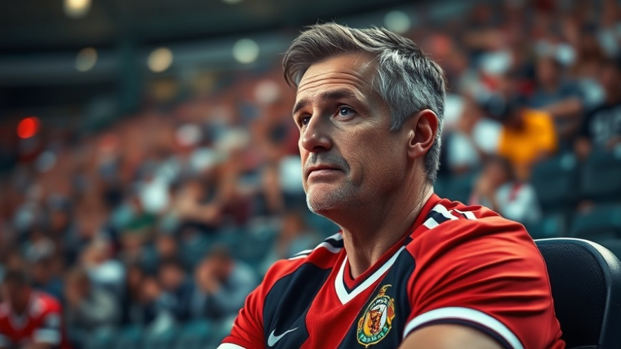 Middle-aged man in sports jersey at stadium, curious look, NFL news.