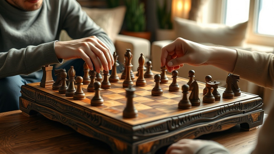 Intricate decorative board game being played indoors.
