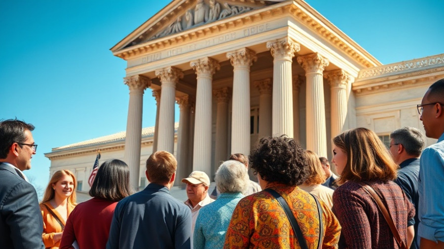 Trans athlete inclusion in sports discussion at grand neoclassical building.