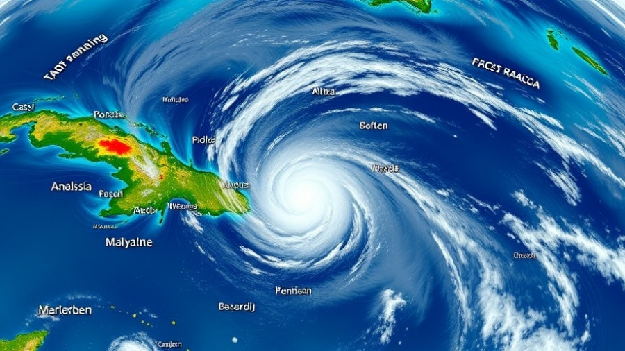 Map forecasting Tropical Storm Melissa's path over the Caribbean.