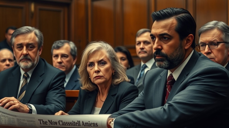 Courtroom scene with NYPD cop headline in newspaper, highlighting emotional tension.