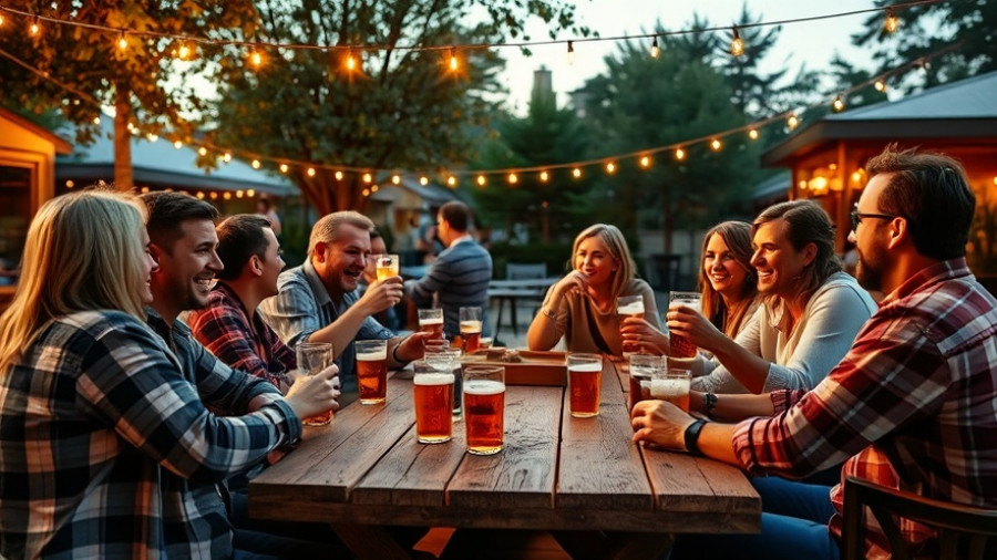 Friends enjoying San Antonio craft beer outdoors.
