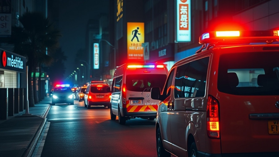 Nighttime scene in Austin illustrating pedestrian safety with emergency vehicles.