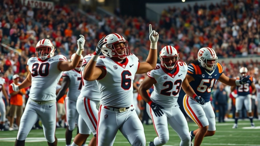 Georgia Bulldogs vs. Auburn Tigers, players celebrating on the field.
