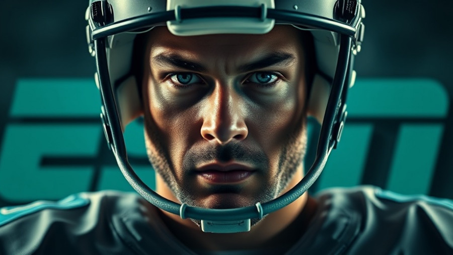 NFL news: focused athlete with bold ESPN logo.