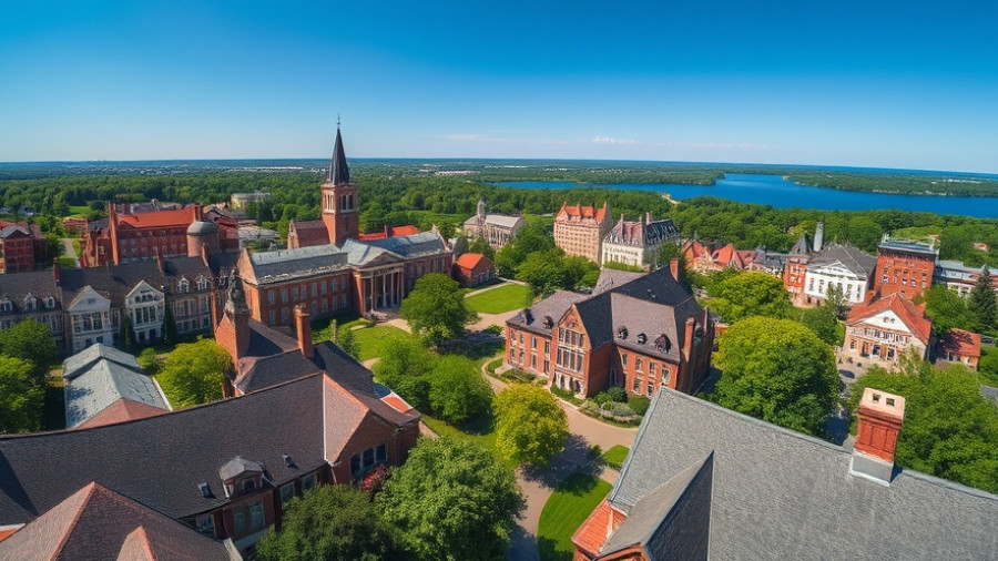 Aerial view of Cornell University's picturesque campus and surroundings.
