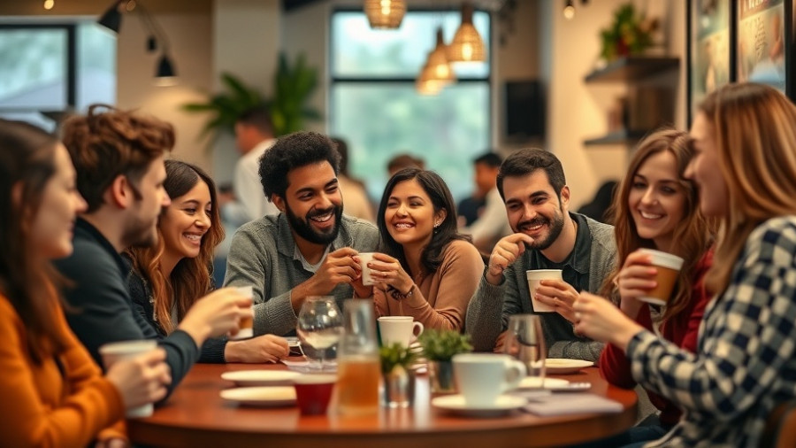 Group of people enjoying coffee in Houston coffee shops.