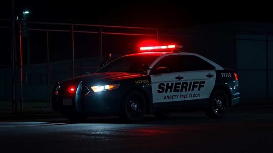 Sheriff vehicle at Calaveras Power Plant amid security incident at night.