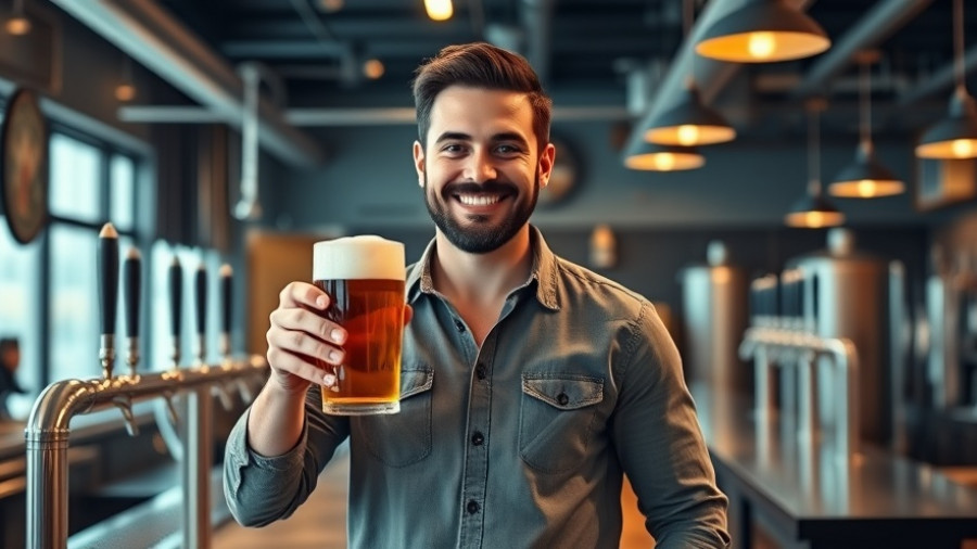 San Antonio brewing industry: Man enjoying beer in a modern brewery.