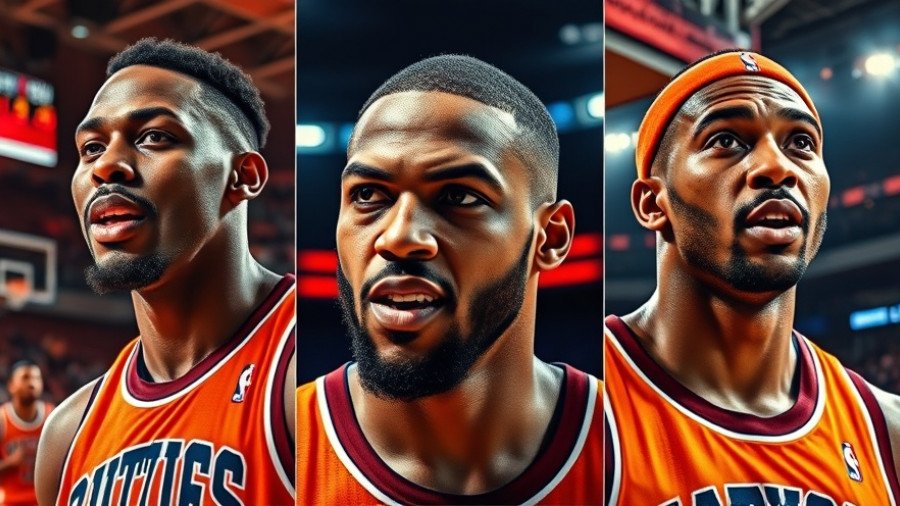 Three basketball players involved in NBA gambling scandal, intense expressions.