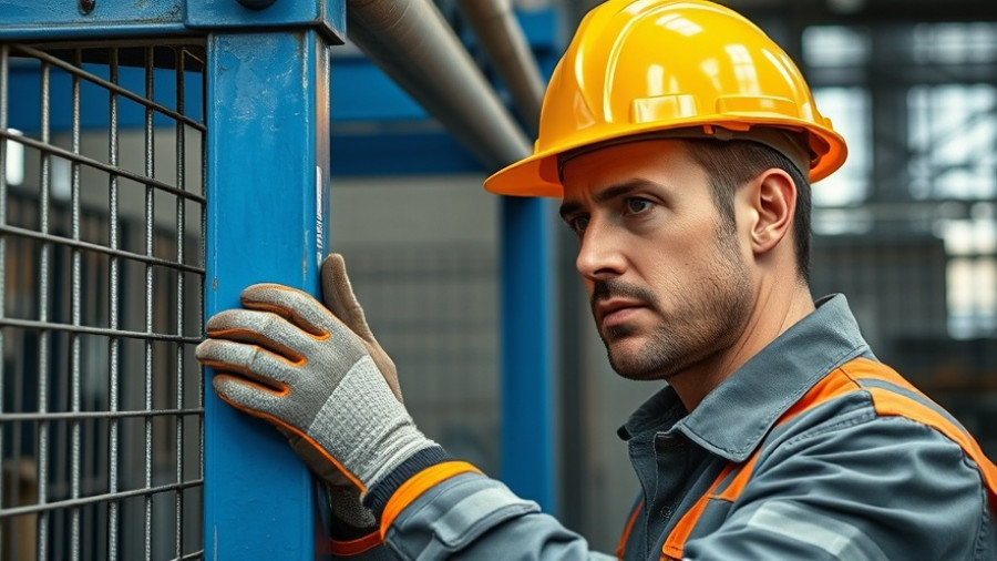Construction worker focused on structure in industrial setting, Texas Proposition 1.