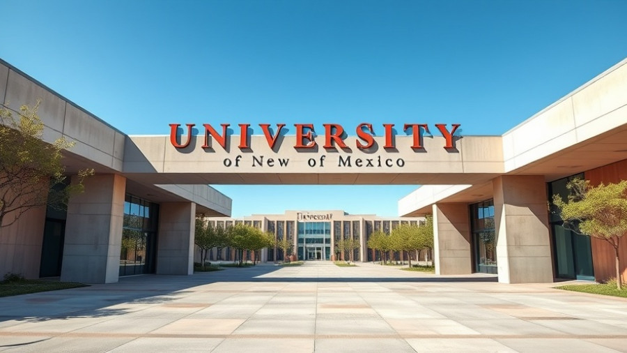 University of New Mexico entrance reflecting free speech and political tensions in universities.