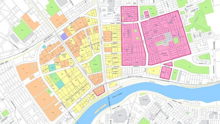 Dallas economic development planning map with color-coded zones.