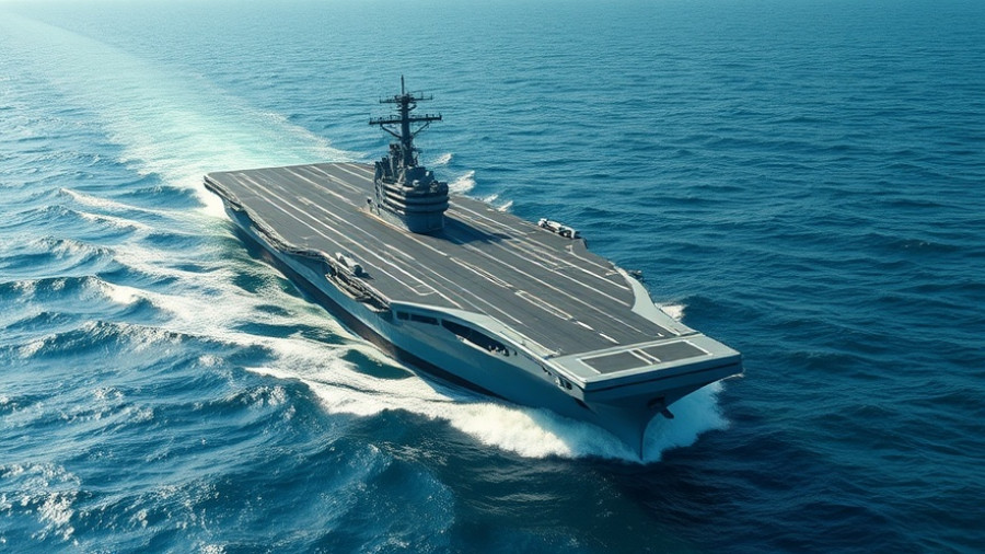 U.S. aircraft carrier strike group deployment at sea, vast ocean backdrop