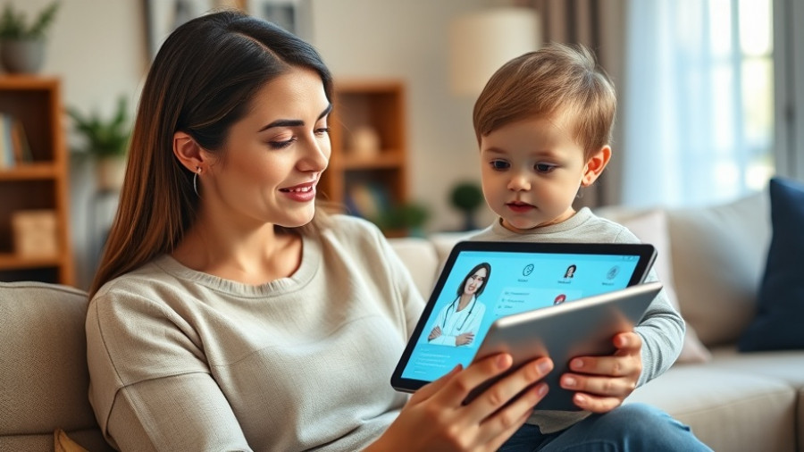 Mother and child using Teladoc for virtual doctor's consultation.