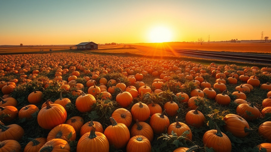 Sunset over a pumpkin field, showcasing ideas for leftover pumpkins.