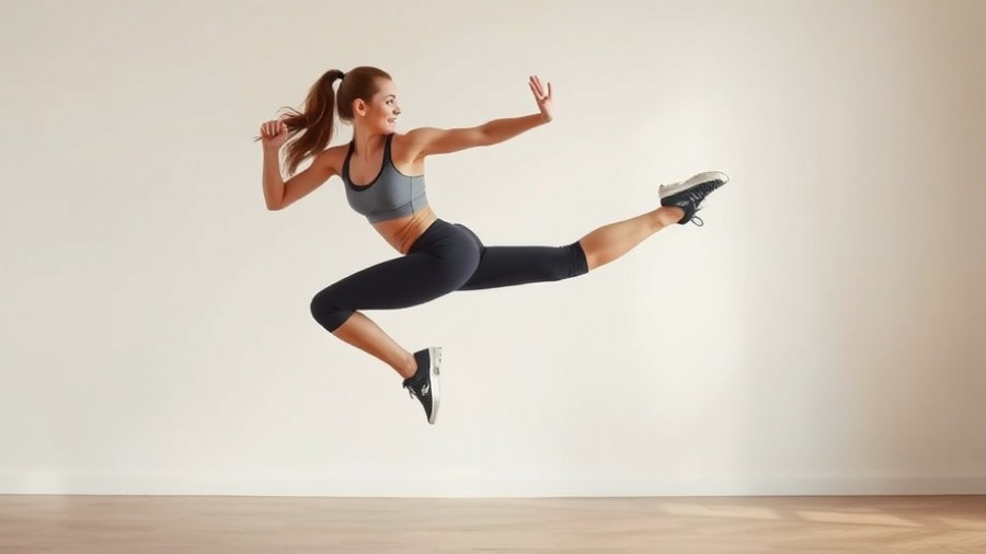 Athletic woman in mid-jump showcasing plyometric exercises for explosive strength.